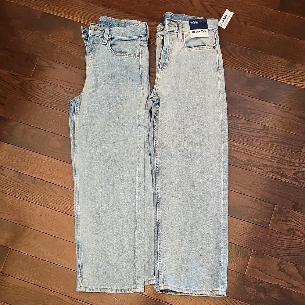 2 Pairs of Boys Old Navy Light Wash Baggy Jeans Size 10